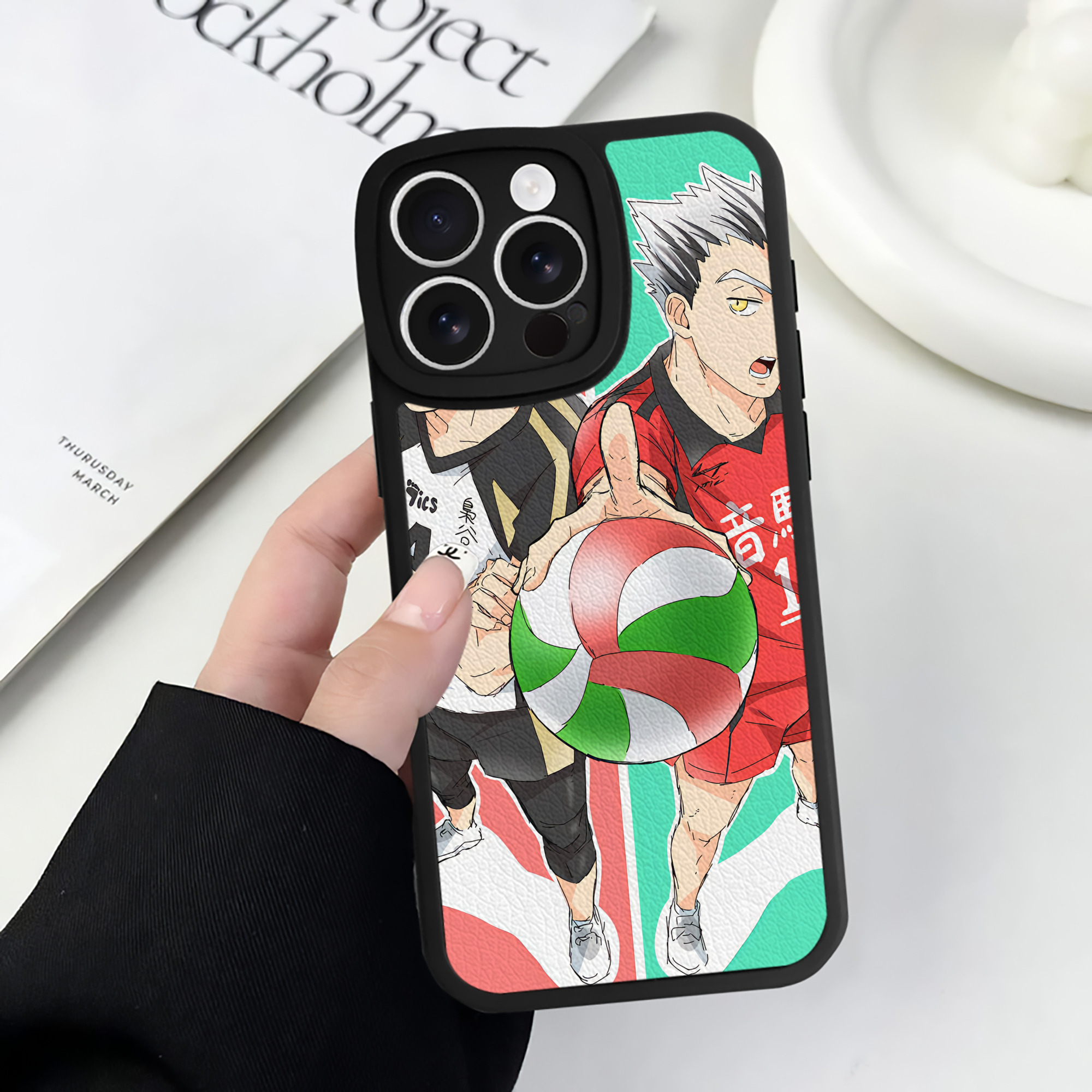 （画像用） ハイキュー!! Haikyu!! 【iPhone 16シリーズ対応】シリコンスマホケース（レザー調） 材質：シリコン